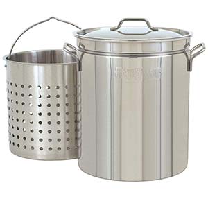 Bayou Classic 44-Quart Stainless Steel Stockpot with Basket