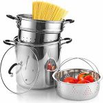 Cook N Home 4-Piece Stainless Steel Pasta Cooker Steamer Multi Pots